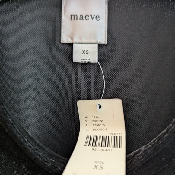 Maeve Black Sheer Puff Sleeve Blouse - Picture 6 of 9